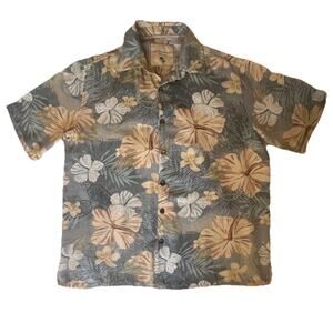 Island Republic - Mens Large‎ Button Up Hawaiian Short Sleeve Shirt (100% Silk)